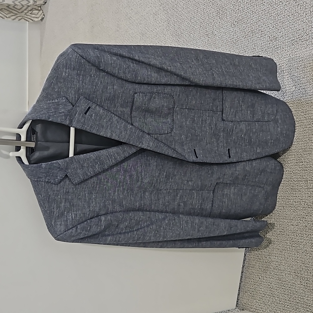 Blue linen blazer Saks